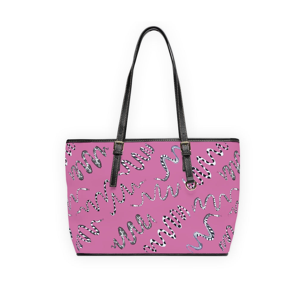 mauve snake print tote bag