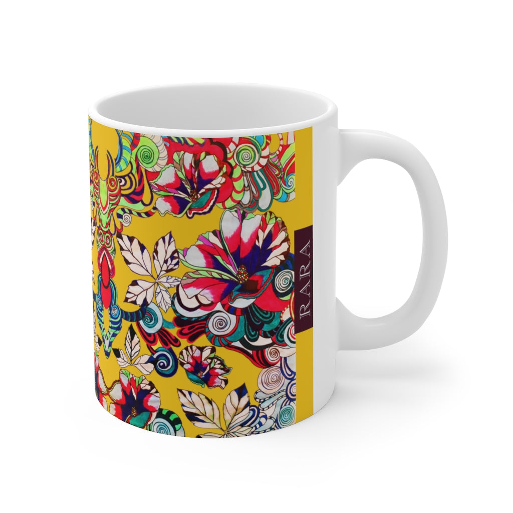 Floral Art Yellow Mug 11oz