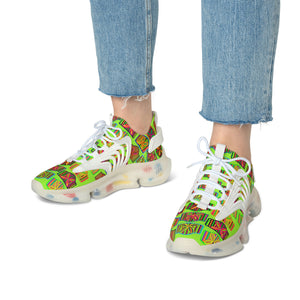 Lime Deco Print OTT Women's Mesh Knit Sneakers