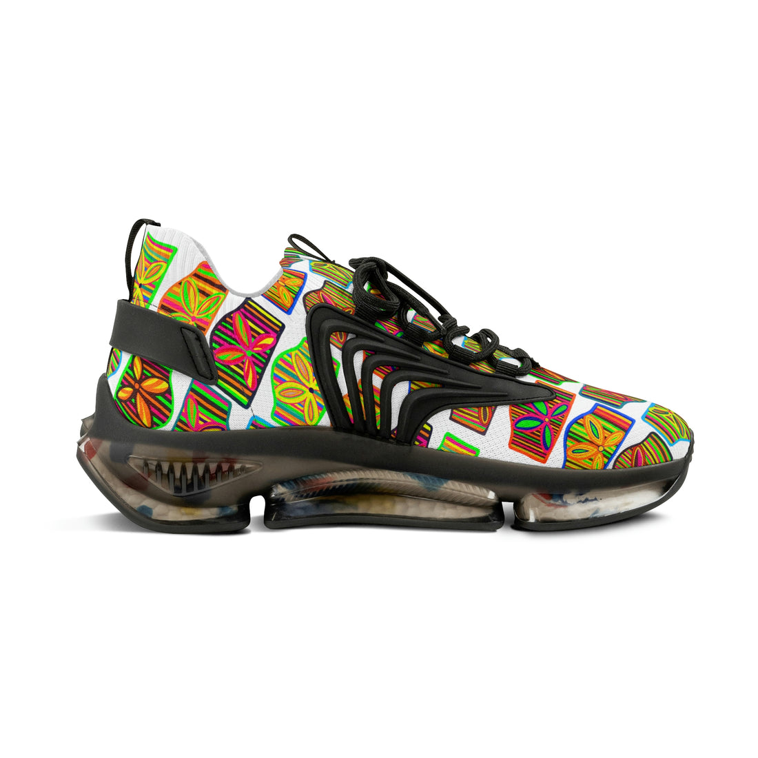 White Deco Print OTT Men's Mesh Knit Sneakers