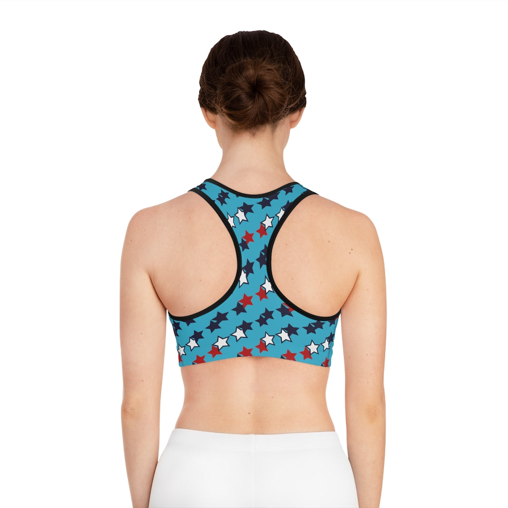 Aqua Star Print (AOP) Sports Bra