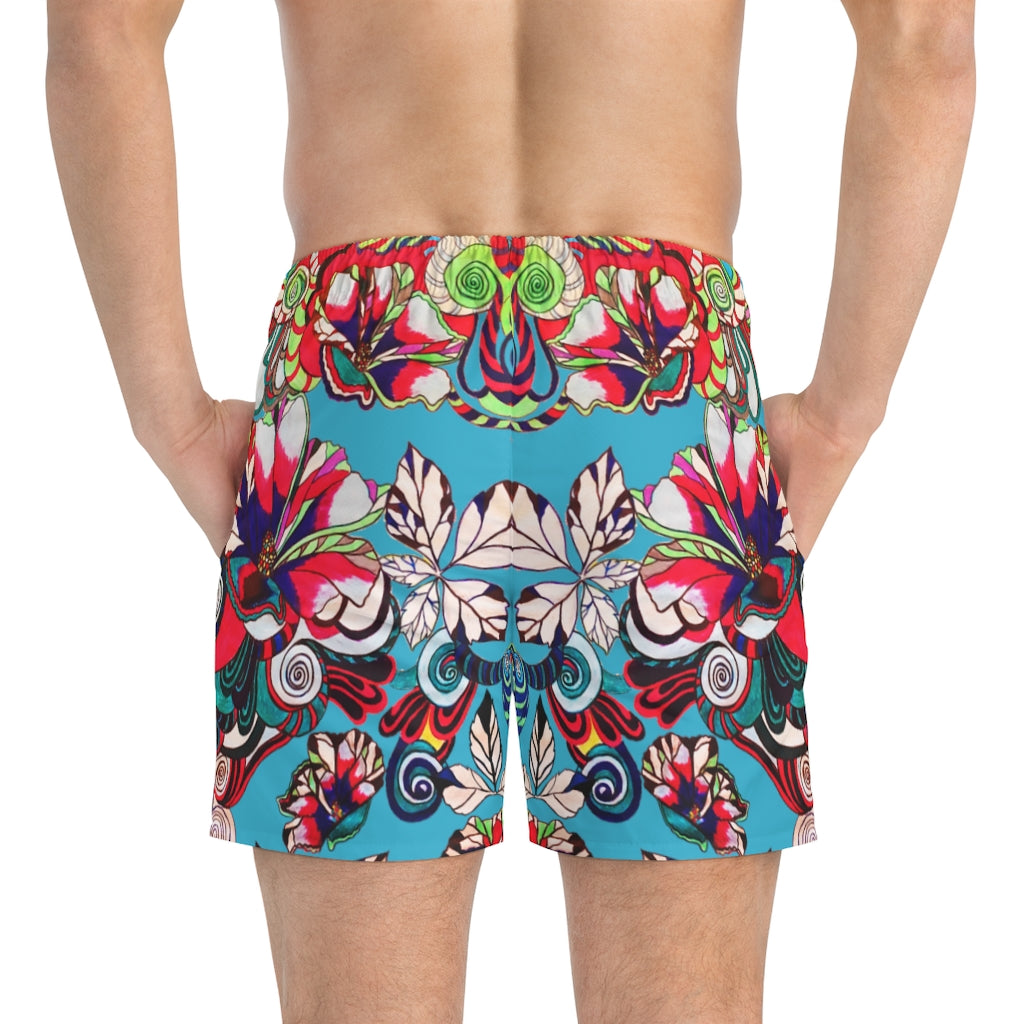 Aqua Graphic Floral Pop Men's Swimming Trunks