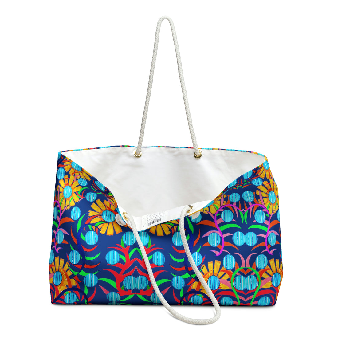 Royal Blue Sunflower Weekender Open Beach Tote Bag