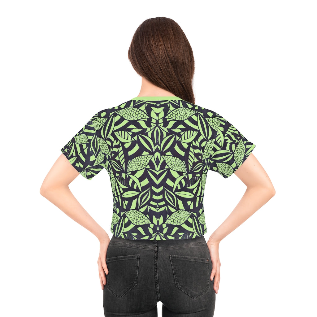 Mint Tropical Minimalist AOP Crop Tee