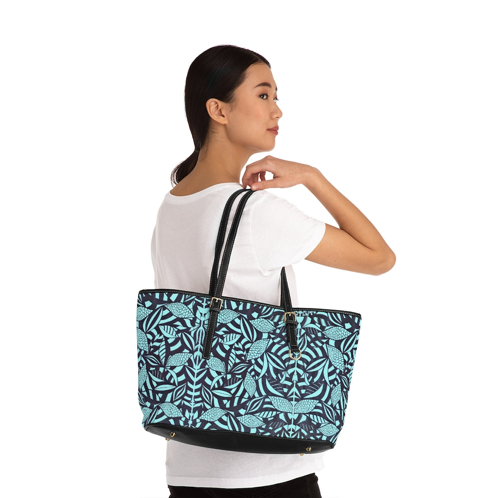 Icy Blue Tropical Minimalist PU Leather Shoulder Bag