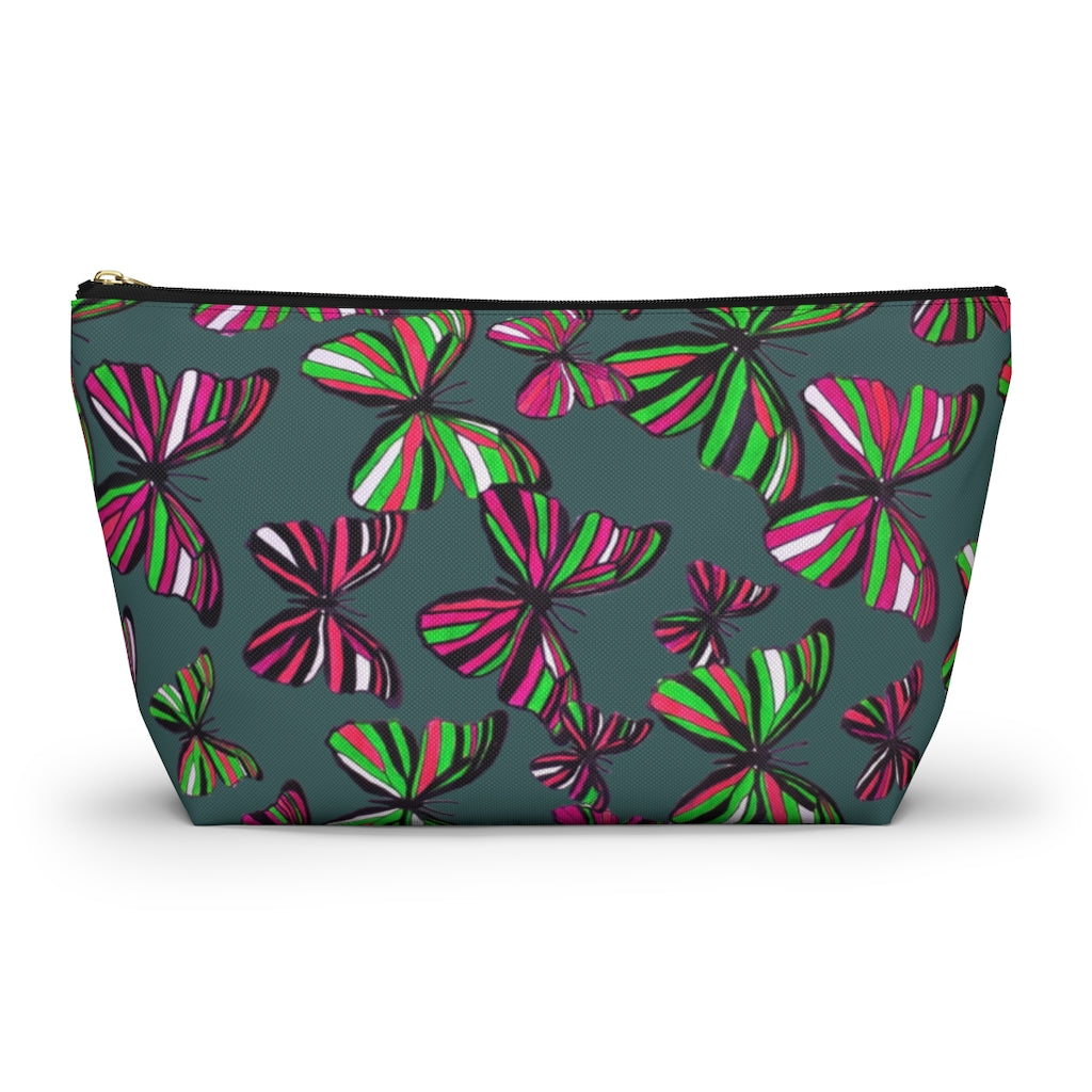 Butterflies Military Green Accessory Pouch