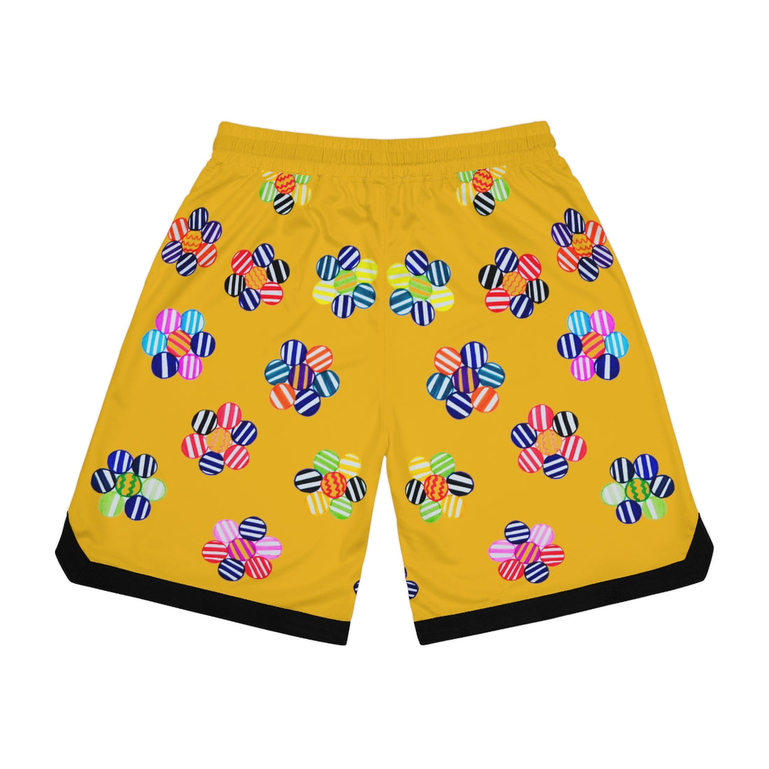 Yellow Geo Floral Basketball Rib Shorts (AOP)