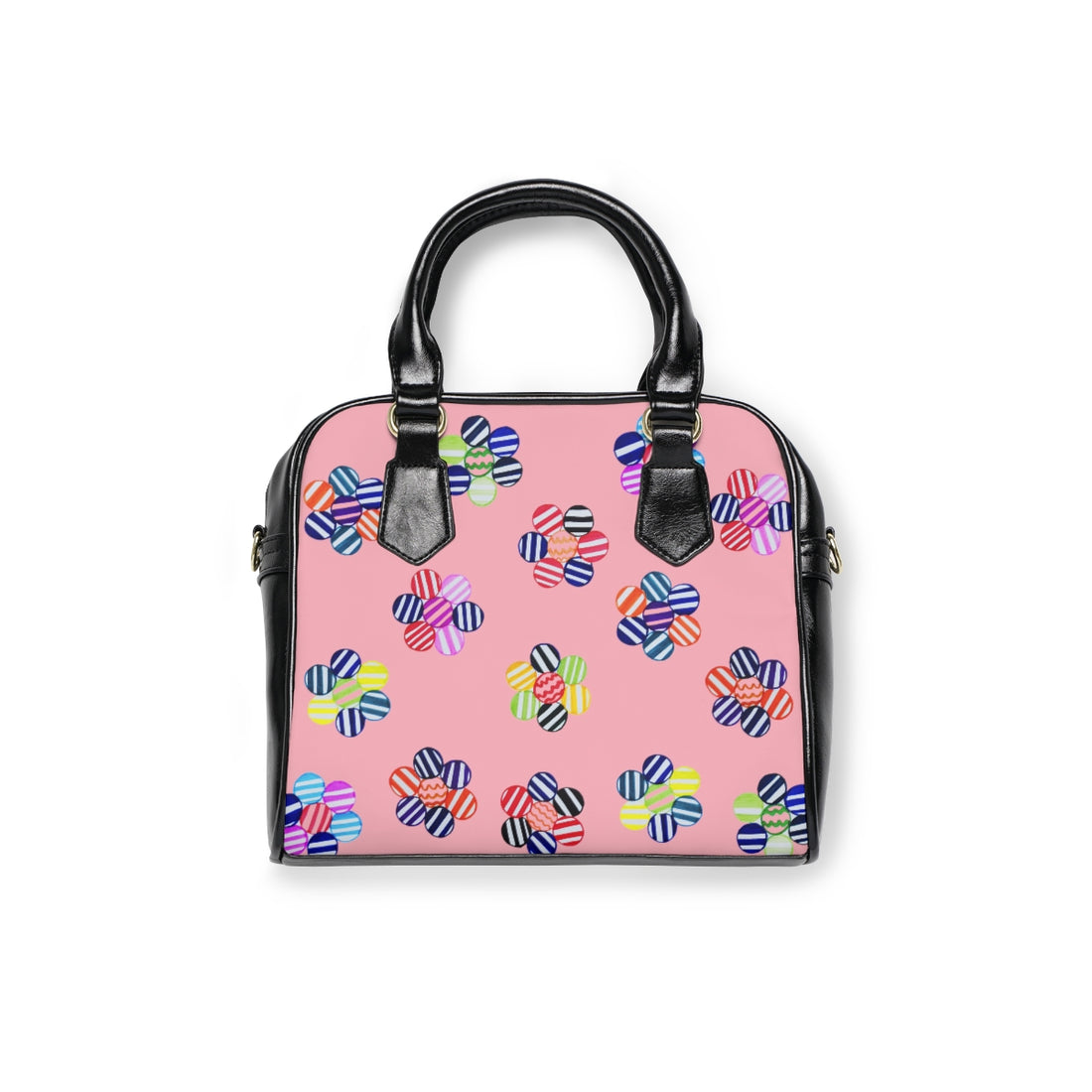 blush Rose geometric floral pu leather handbag