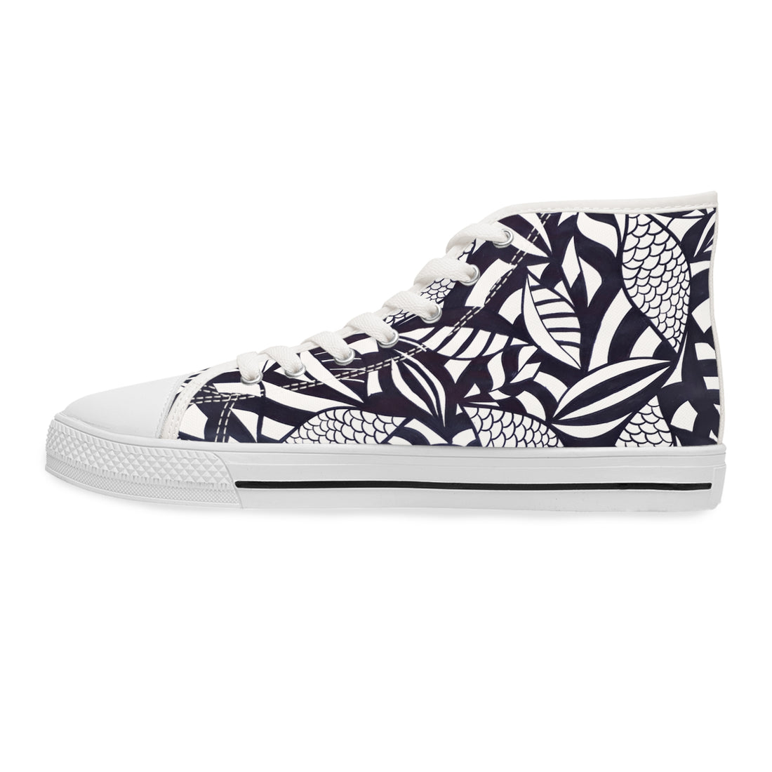 White Tropical Minimalist Women's AOP High Top Sneakers