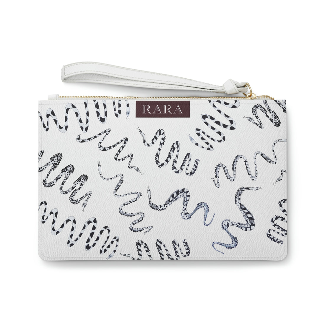 White Snake Print Clutch Bag