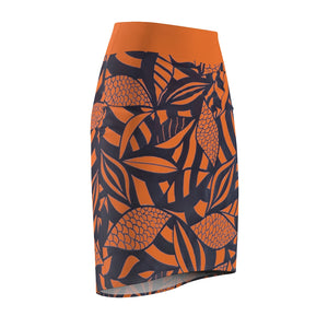 Tropical Minimalist Orange Pencil Skirt