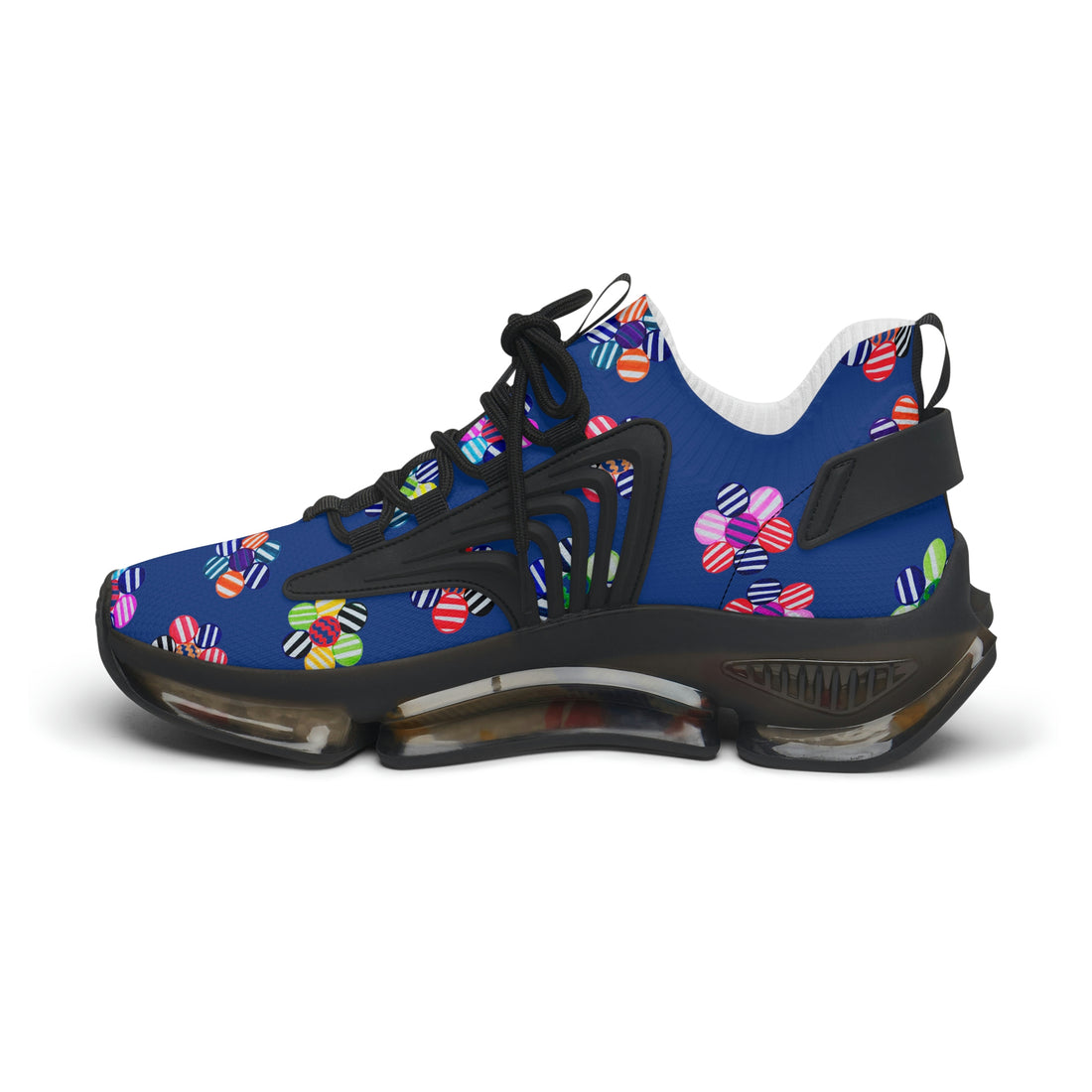 Royal Blue Candy Floral Printed OTT Women's Mesh Knit Sneakers