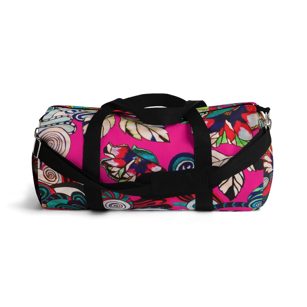 Artsy Floral Pop Pink Duffel Bag