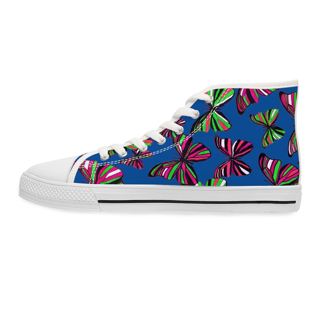 Royal Blue Butterflies Women's High Top Sneakers