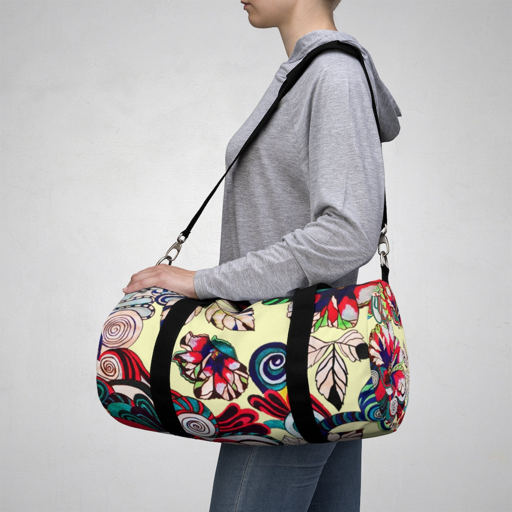 Artsy Floral Pop Cream Duffel Bag