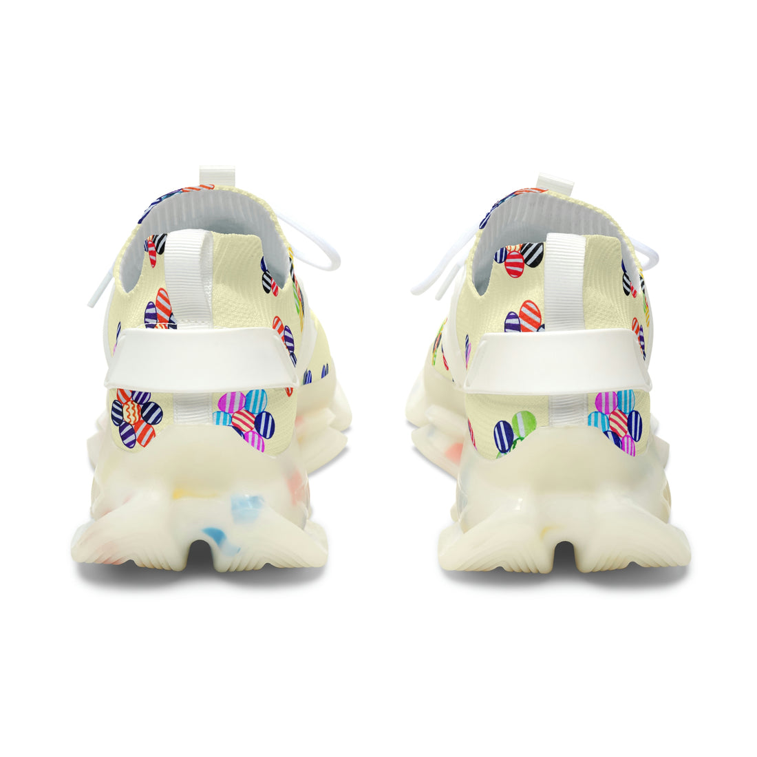 Cream Candy Floral Printed OTT Women's Mesh Knit Sneakers