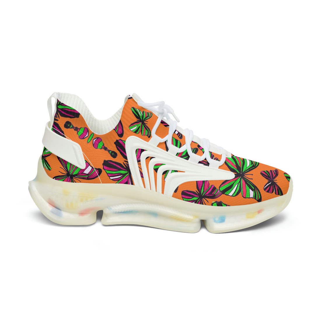 Peach Butterfly Printed OTT Women's Mesh Knit Sneakers