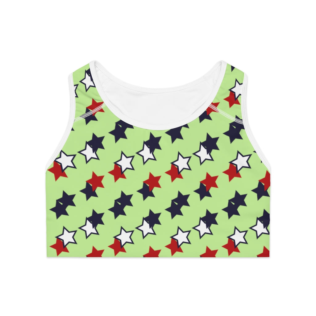 lime star print sports bra