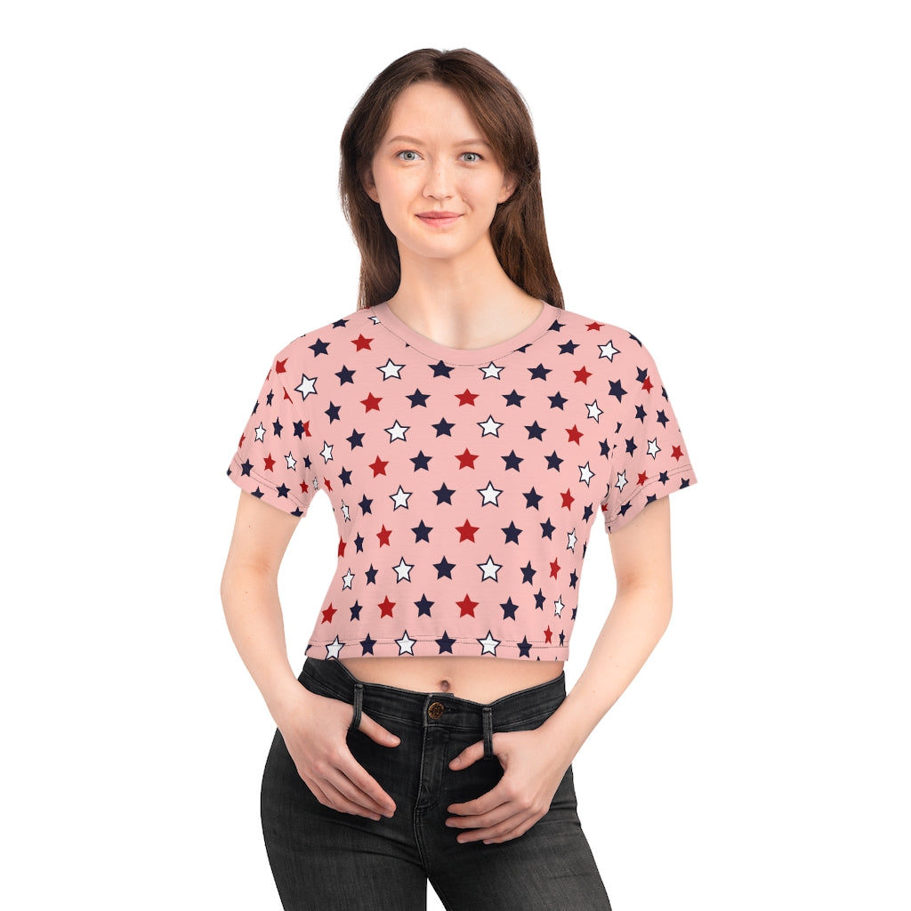 Blush Starry AOP Crop Tee