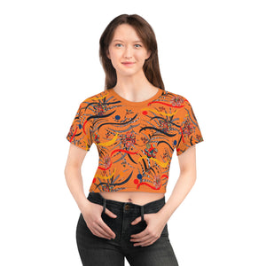 Peach Wilderness AOP Printed Crop Tee