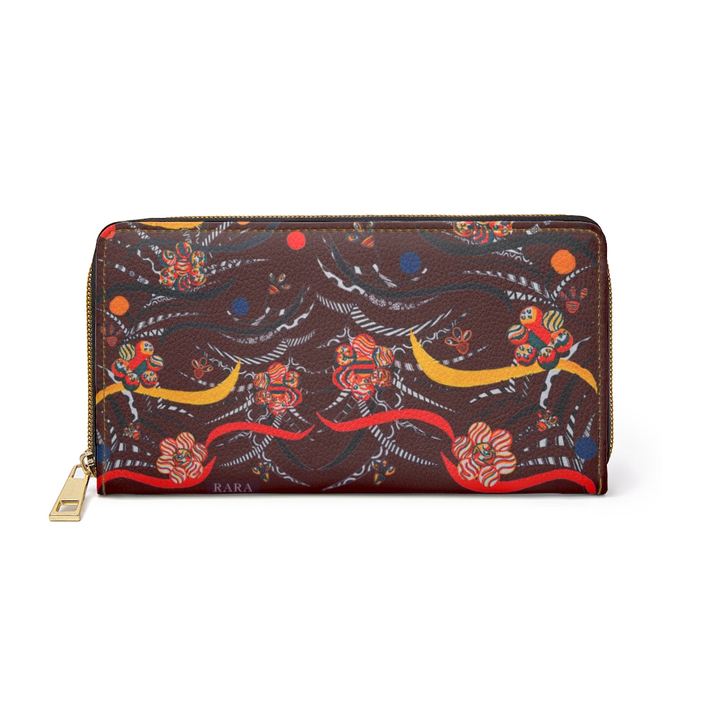 marsala floral and animal print wallet