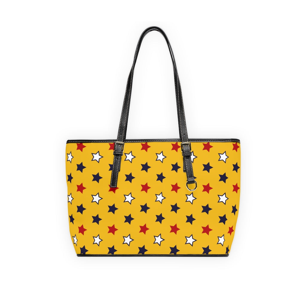 yellow star print handbag