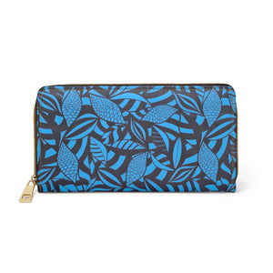 aqua tropical print clutch wallet