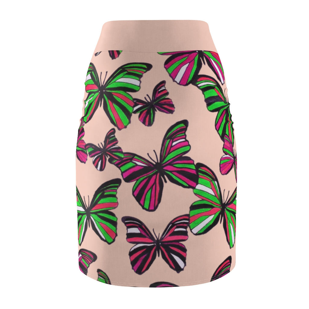 Blush Butterflies Pencil Skirt