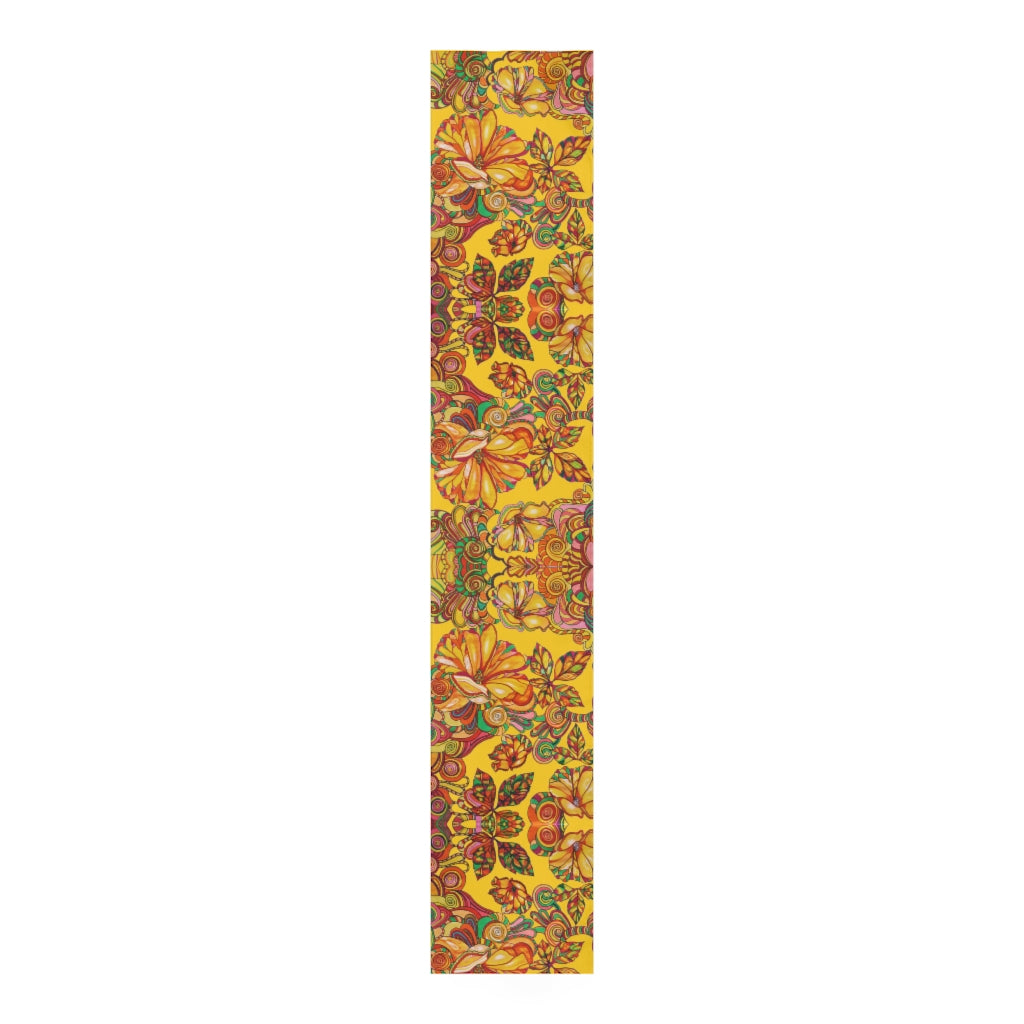 Artsy Floral Yellow Table Runner