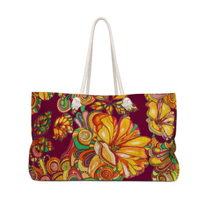 Artsy Floral Maroon Tote Bag