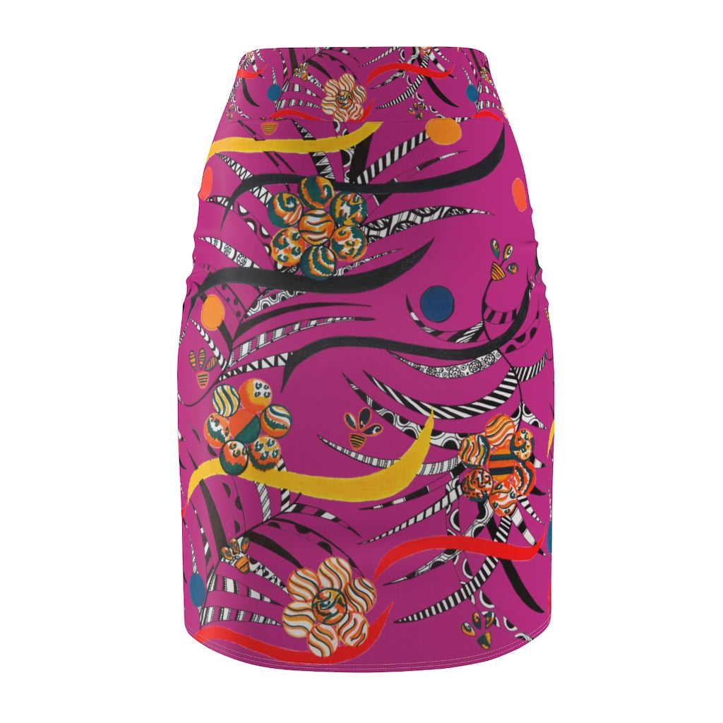 Dusky Rose Wilderness Print Pencil Skirt