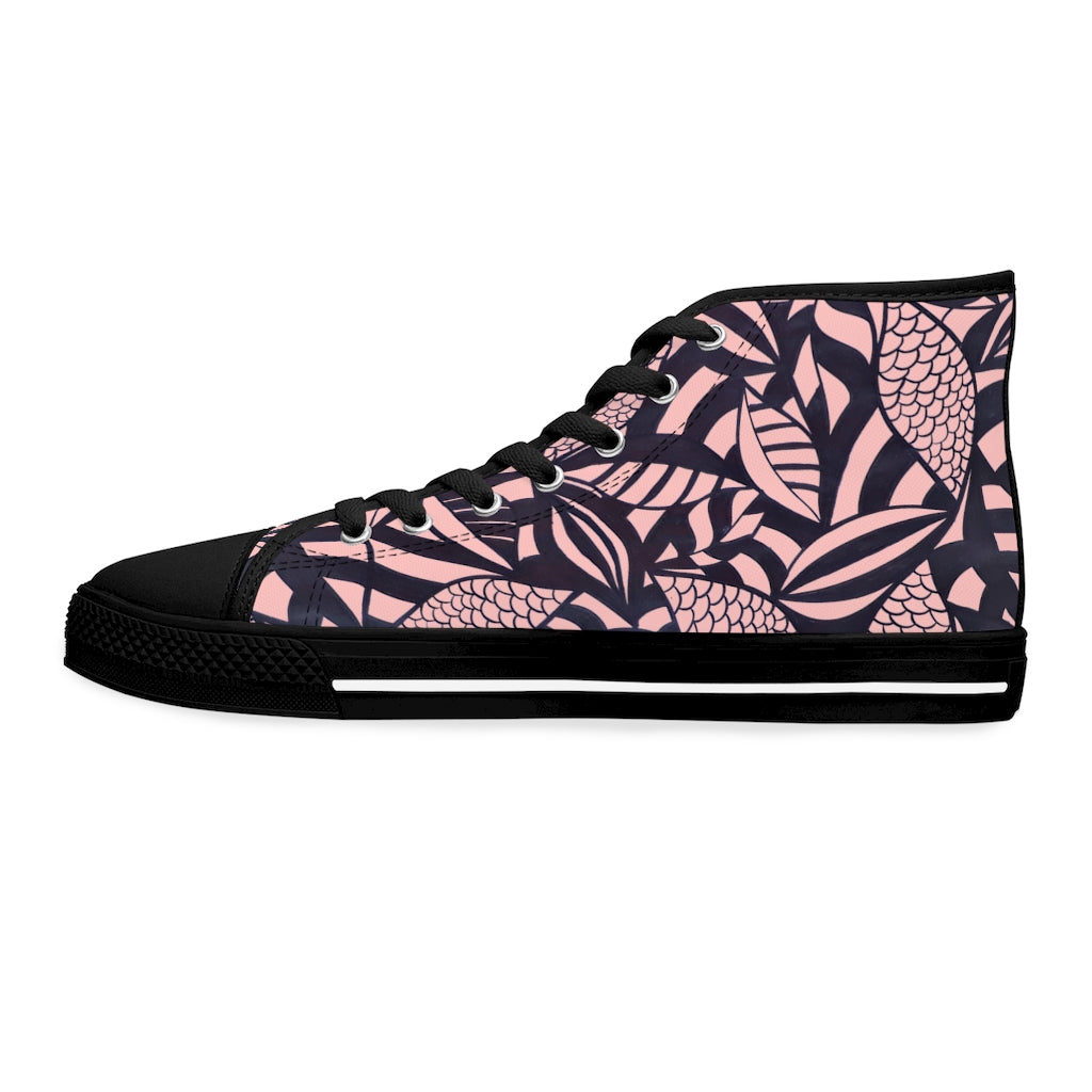 blush tropical print hightop women's sneakers