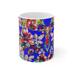 Floral Art Blue Mug 11oz