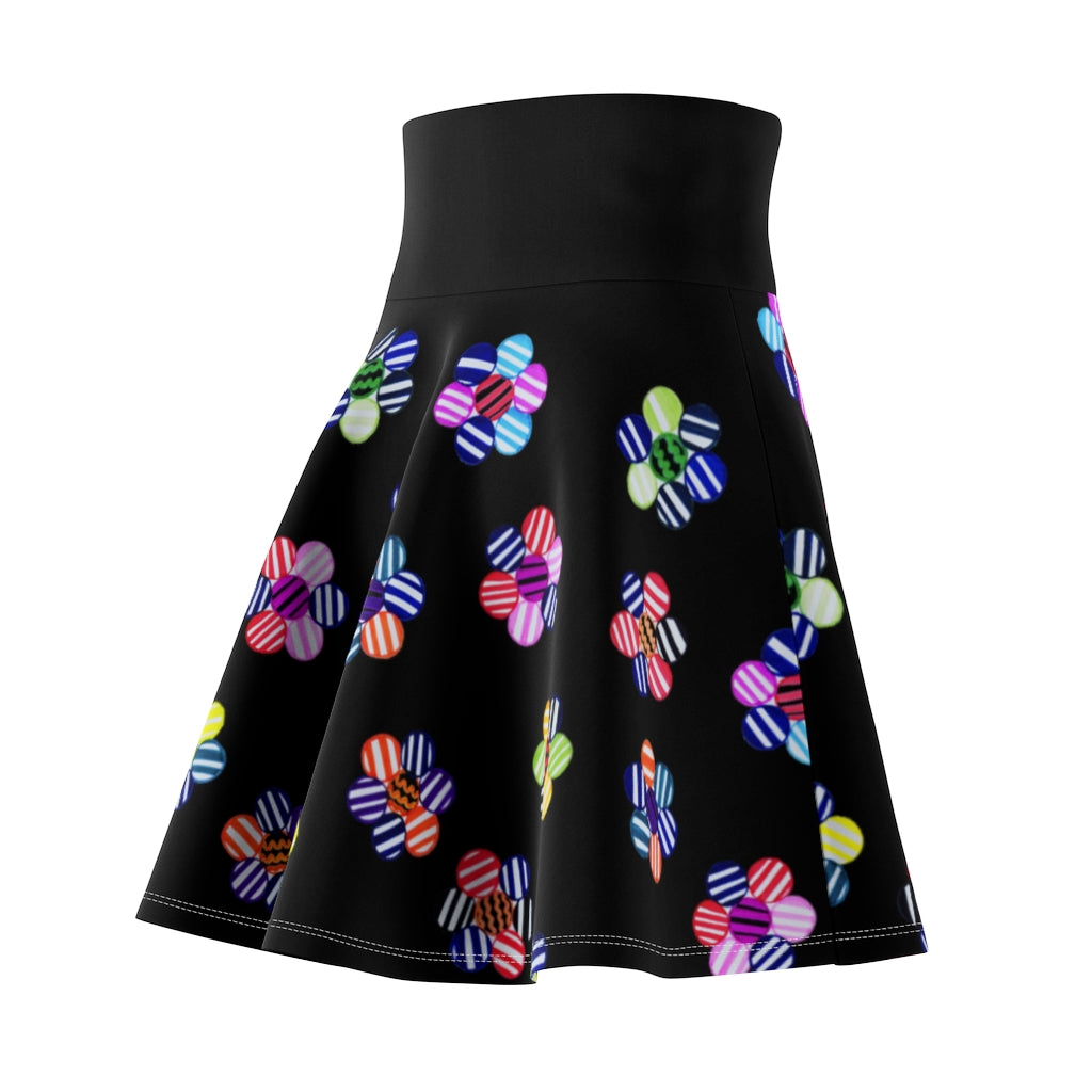 Black Candy Florals Skater Skirt