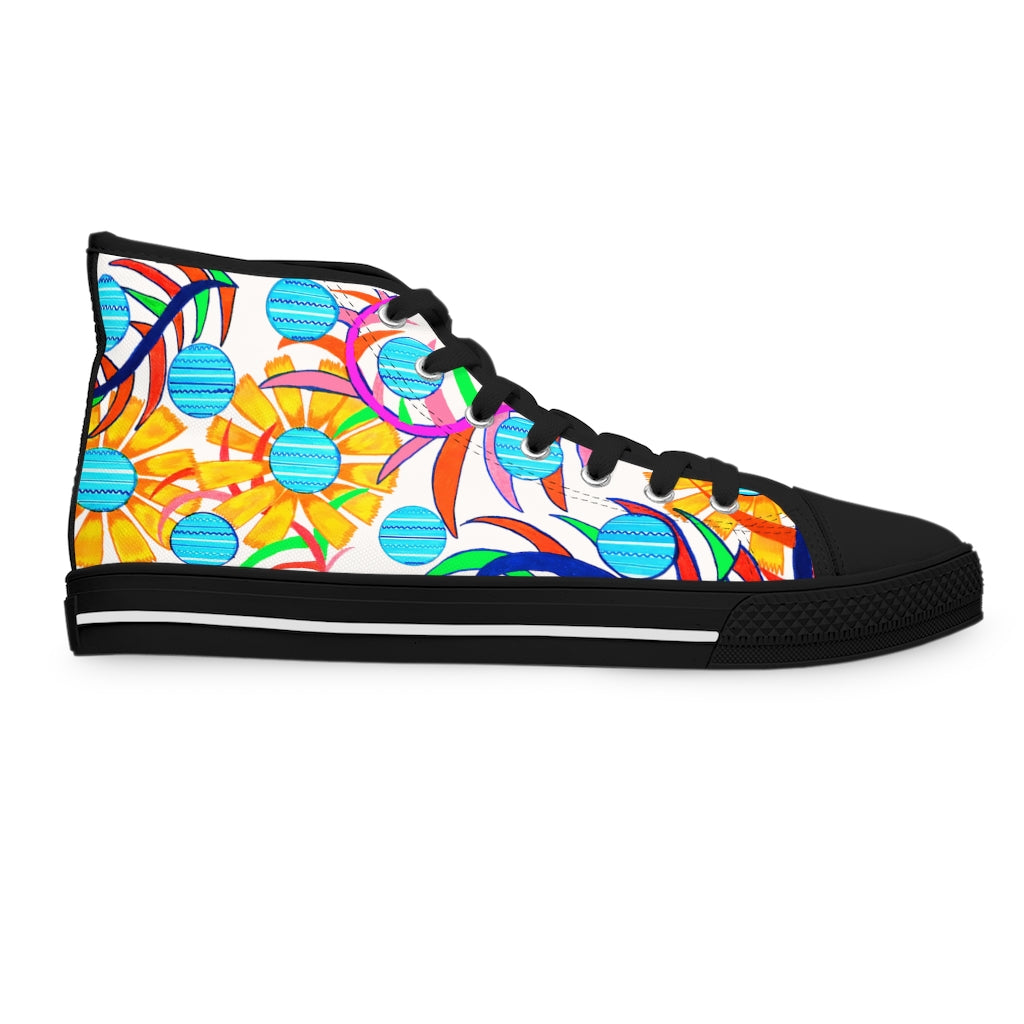 White Sunflower Women's High Top Sneakers