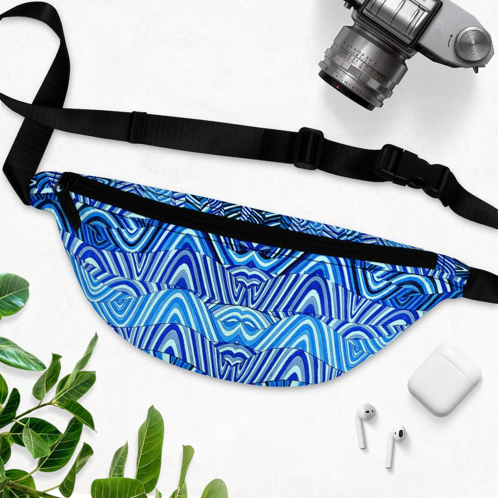 Unisex Psychedelic blue printed fanny pack