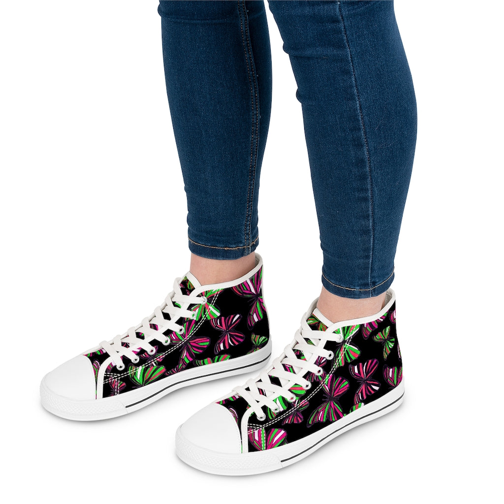 Black Butterflies Women's High Top Sneakers