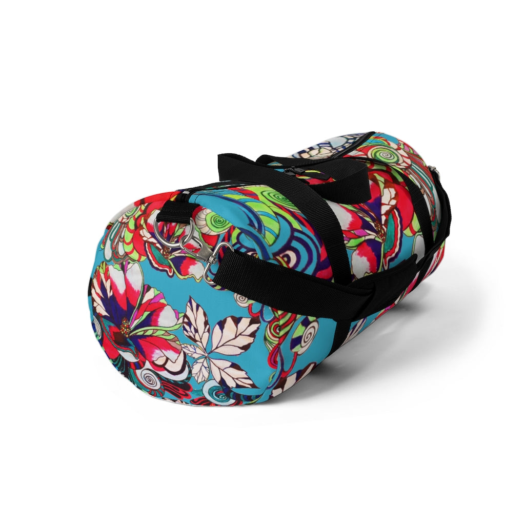 Artsy Floral Pop Aqua Duffel Bag