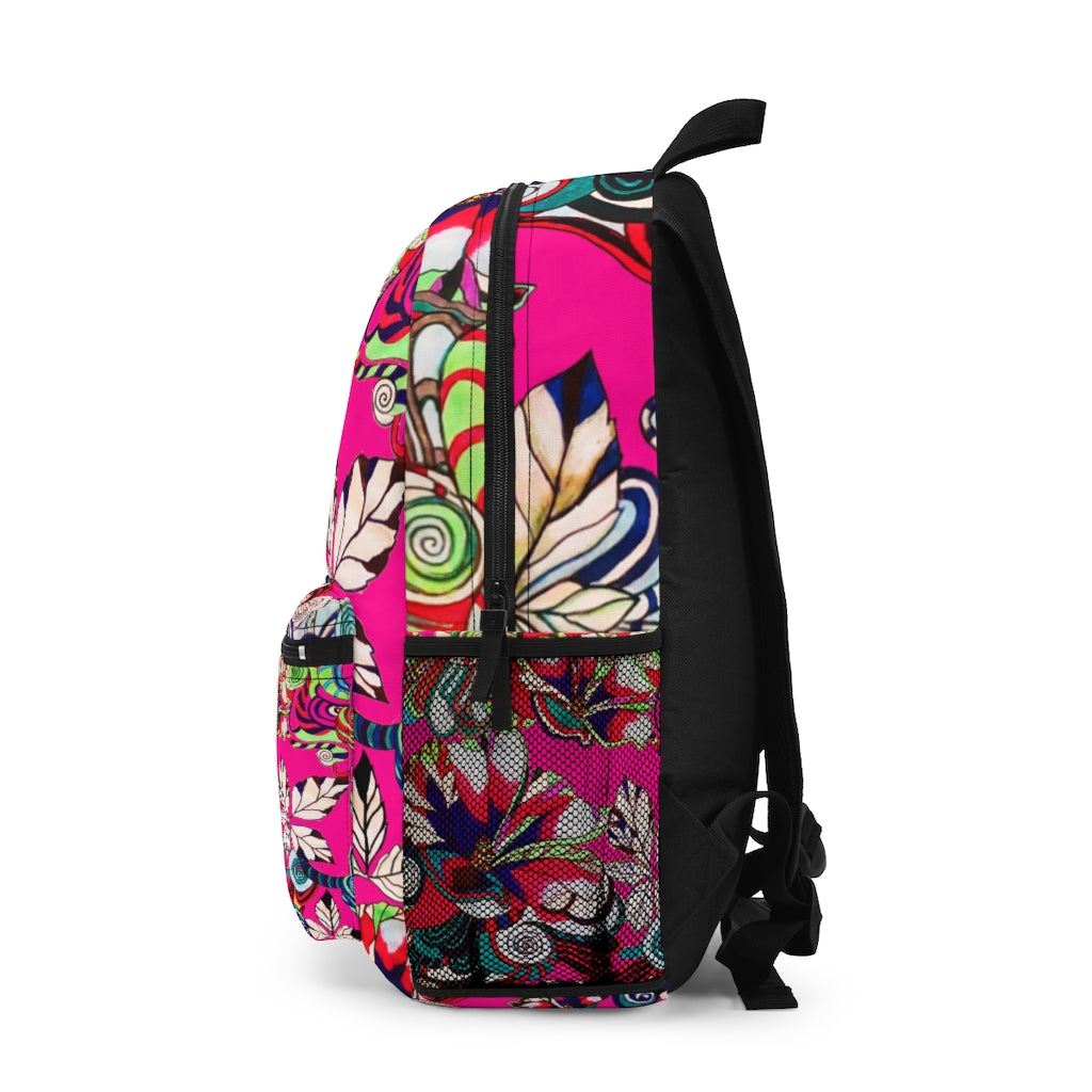 Hot Pink Artsy Floral Pop Backpack