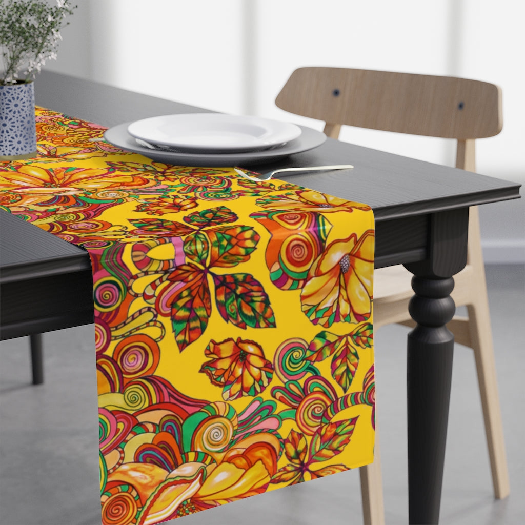 Artsy Floral Yellow Table Runner