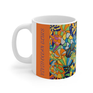 Vivid Ocean Blues Orange Ceramic Mug 11oz