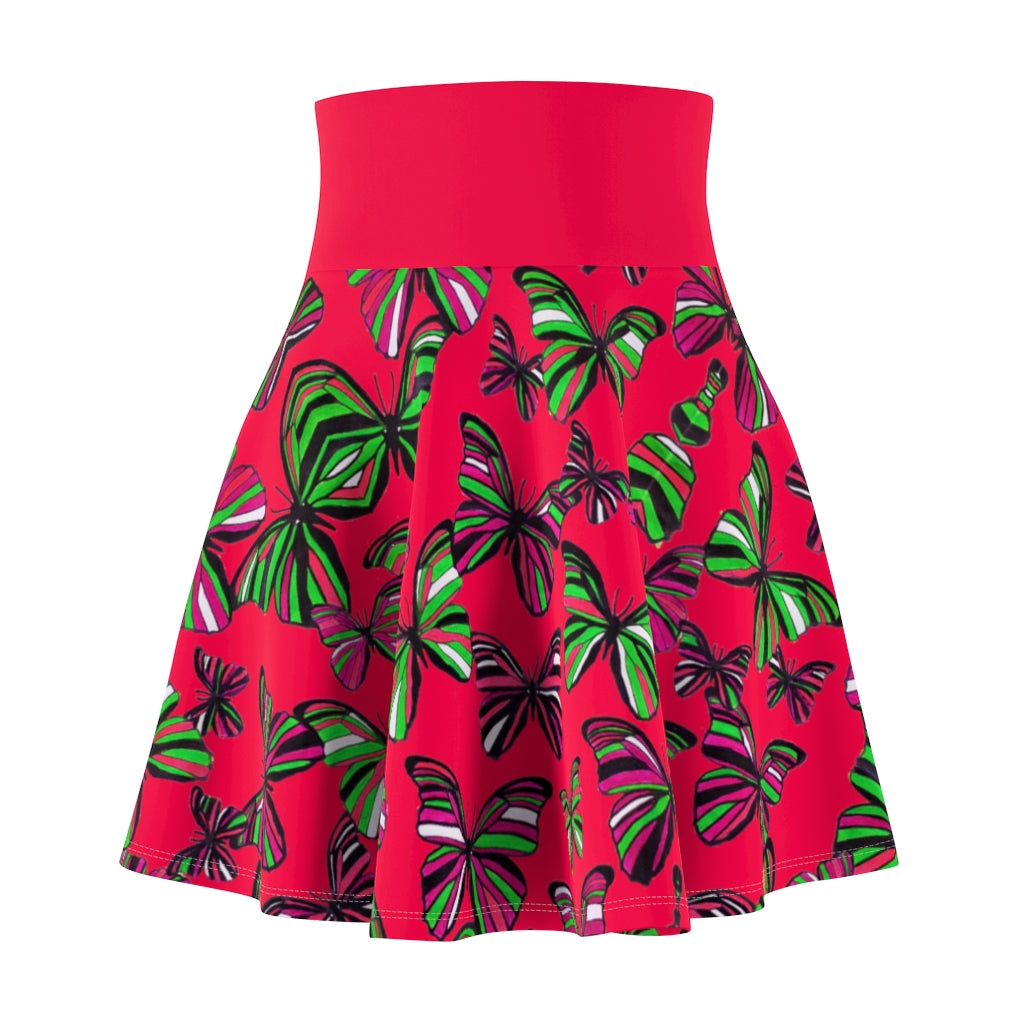 Butterflies Crimson Skater Skirt