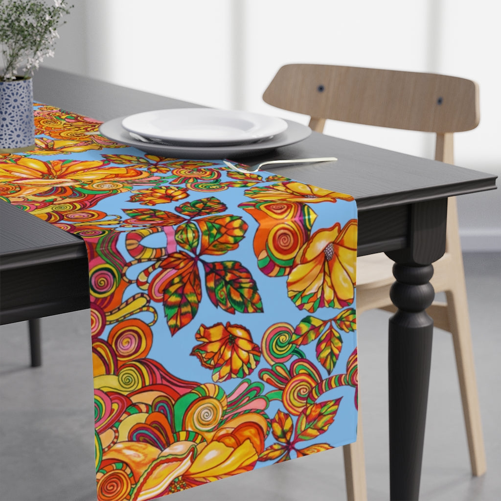 Artsy Floral Sky Table Runner