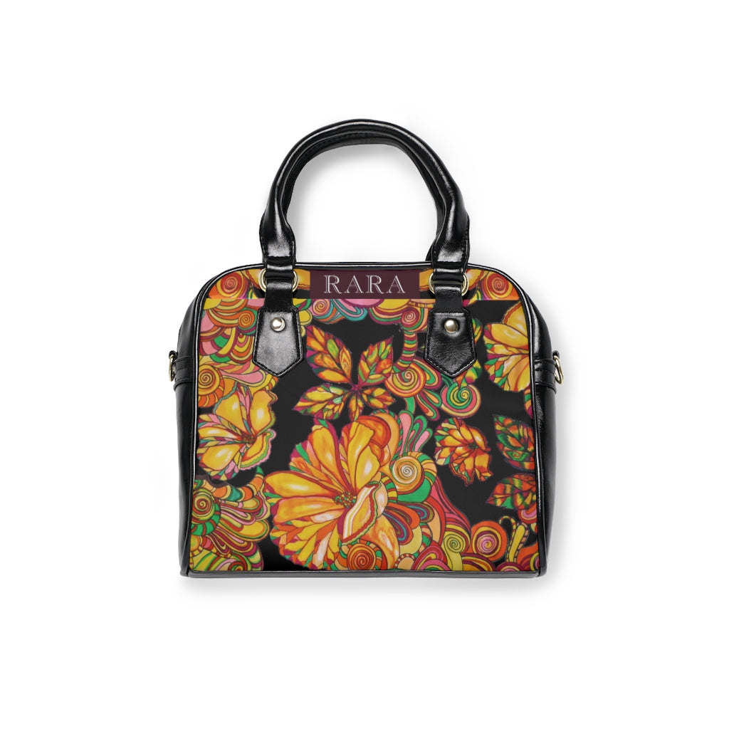 black floral print handbag