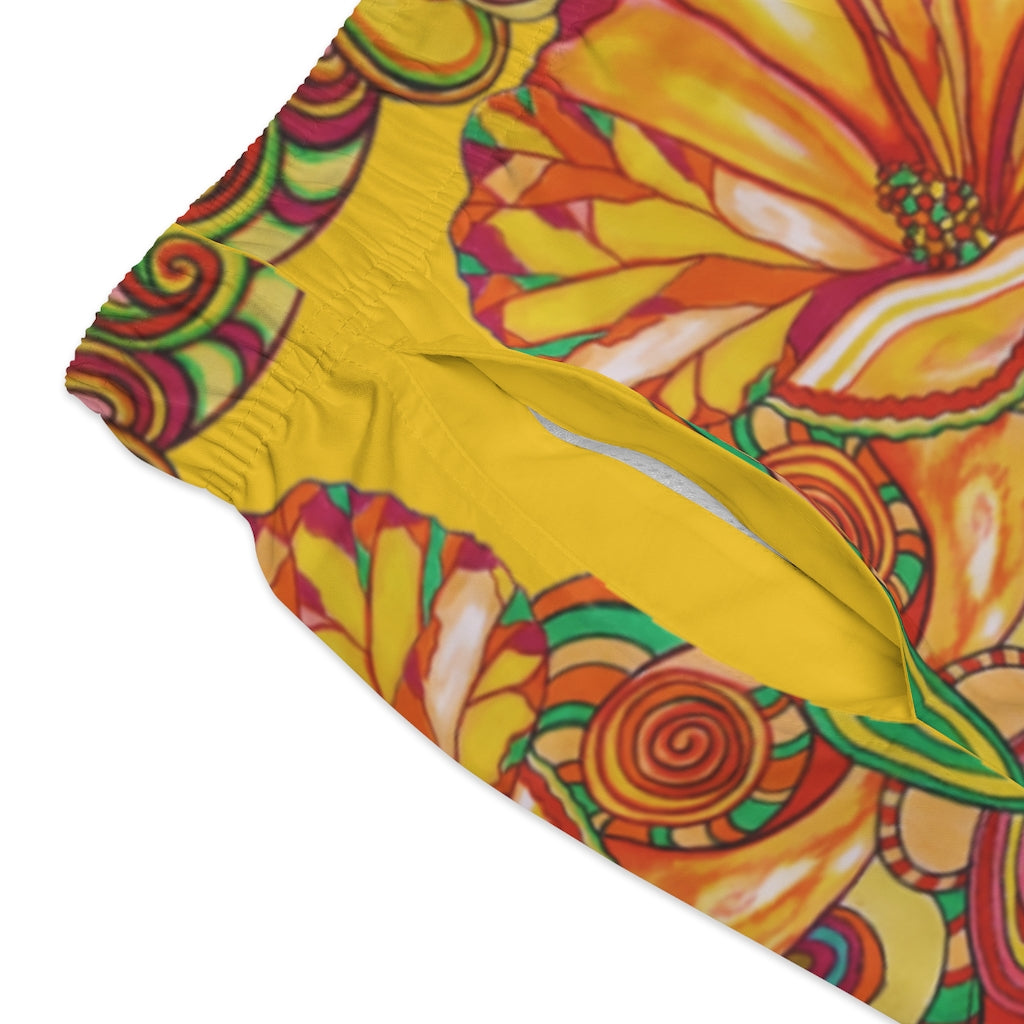 Floral Men's Yellow Swimming Trunks