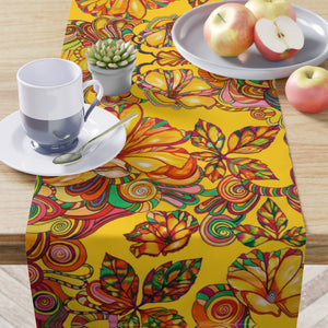 Artsy Floral Yellow Table Runner