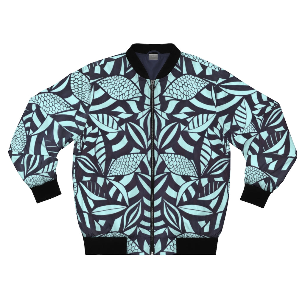 Icy Blue Men's Tropical Minimalist Bomber Jacket