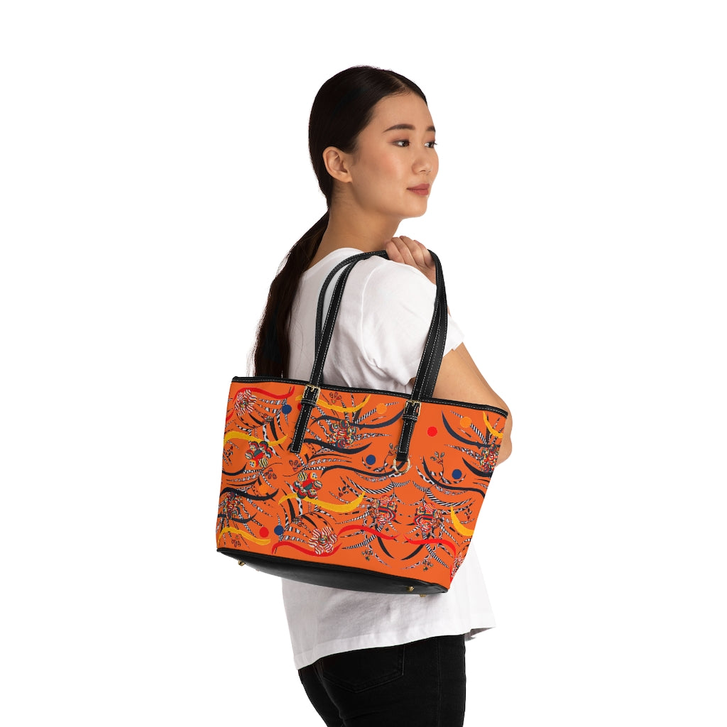 orange  animal & jungle print tote bag