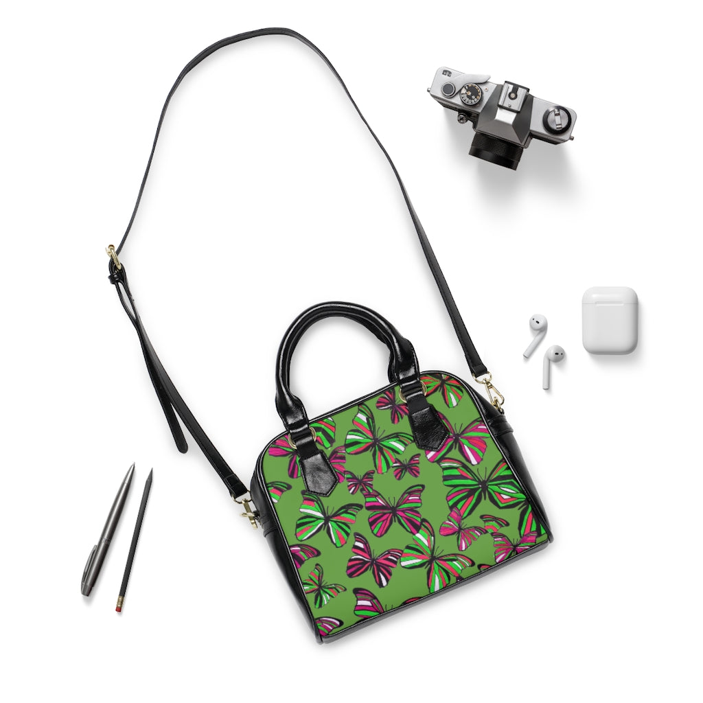 Olive Butterflies AOP Handbag