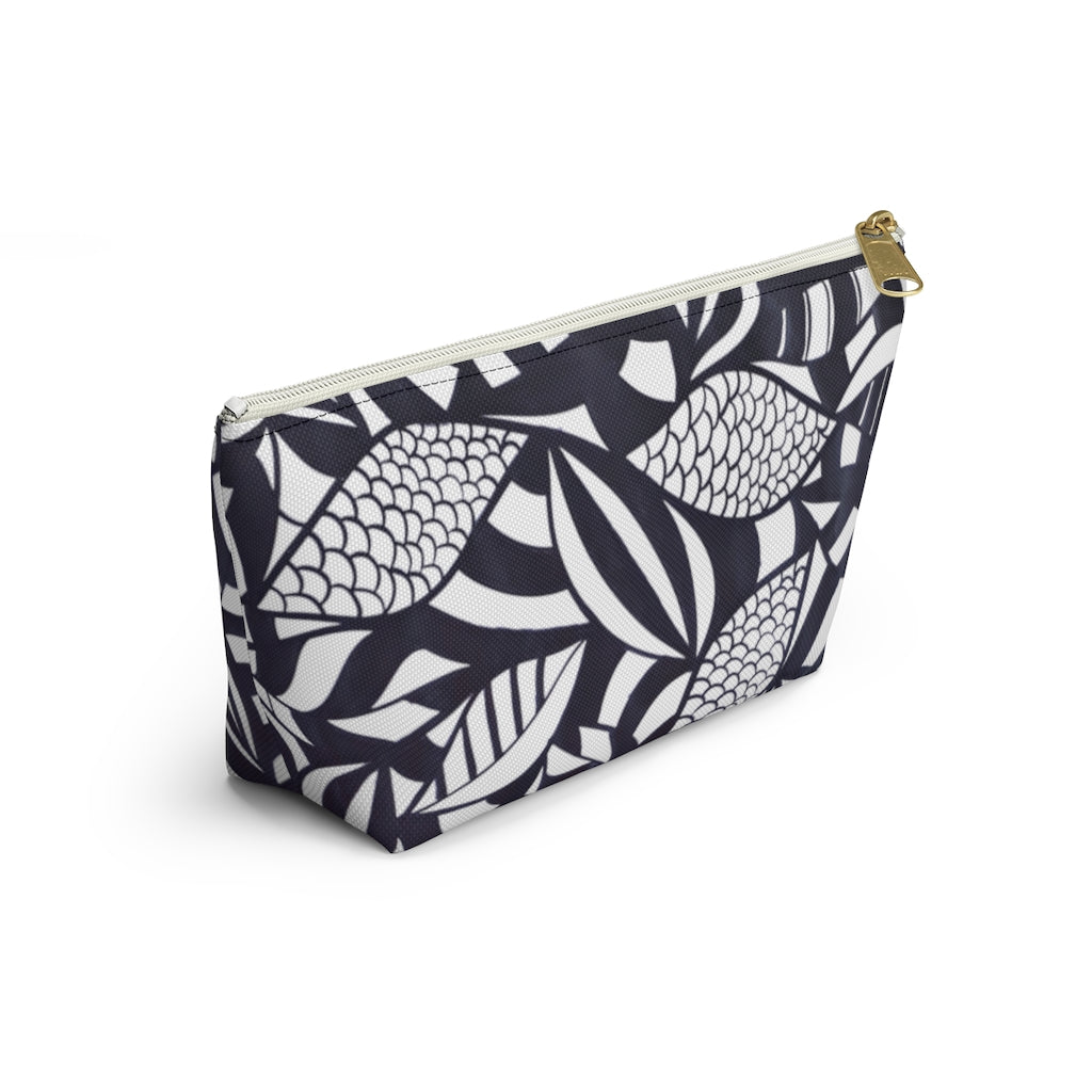 White Tropical Minimalist Accessory Pouch